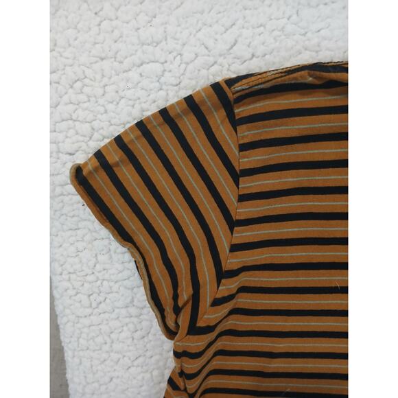 Volcom Womens Striped Short Sleeve T-Shirt Plus Sz XXL Brown Blue Cropped Boxy - Picture 6 of 12